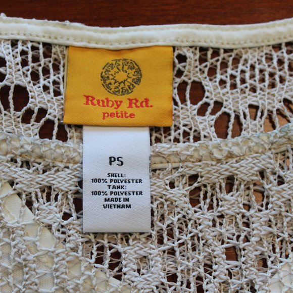 Ruby Red Lace Top with Slit Sleeves, Creme Top, PS - Picture 5 of 10